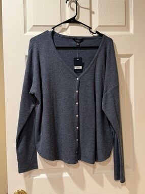 Lucky Brand Blue Waffle-Knit Cardigan